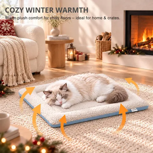 Vista 5 de Cama autocalentable para gatos y perros pequeños, tapete lavable de 2-Gris
