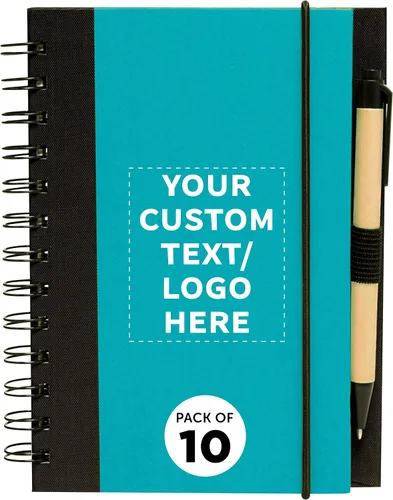 Vista 17 de DISCOUNT PROMOS Juego de 100 cuadernos de bloques ecológicos personalizados con bolígrafos, paquete a granel personalizado, perfecto