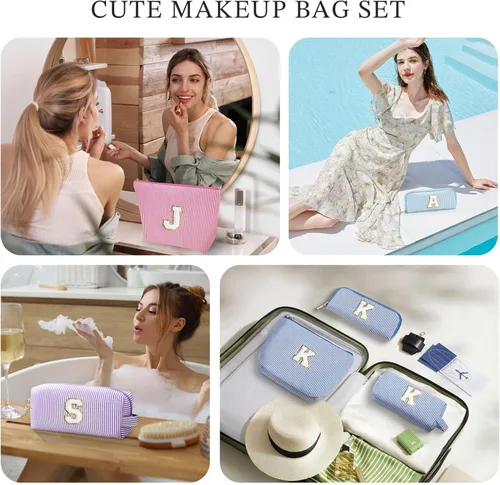 Vista 6 de YOOLIFE Bolsa de maquillaje personalizada para mujer, bolsa de maquillaje de viaje inicial para mamá, regalos de cumpleaños, regalo de cumpleaños
