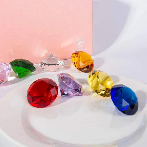 Vista 4 de LONGWIN 1.969 in (2 pulgadas) de diamantes de cristal pirata gemas y joyas pisapapeles decoración de mesa multicolor centro de mesa de Navidad idea