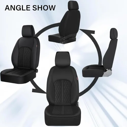Vista 5 de Coverado Fundas universales de cuero para asientos delanteros, paquete de 2 fundas de asiento para SUV, camioneta, sedán, interior de vehículos