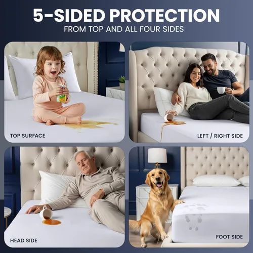 Vista 5 de Utopia Bedding – Protector de colchón impermeable de 5 lados tamaño individual, funda de colchón transpirable premium, estilo ajustado con bolsillos