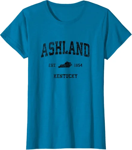 Vista 94 de Ashland Kentucky KY Vintage Sports Design Camiseta de impresión negra Asfalto