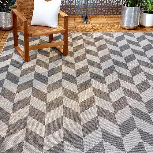 Vista 13 de Nicole Miller New York Patio Country Calla - Alfombra contemporánea de espiga para pasillo de interiores y exteriores, azul/gris, 1 pie y 9 pulgadas