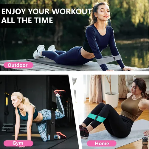 Vista 5 de Bandas de ejercicio, bandas de resistencia de tela de 3 niveles para entrenamiento, bandas de entrenamiento de resistencia para mujeres y hombres