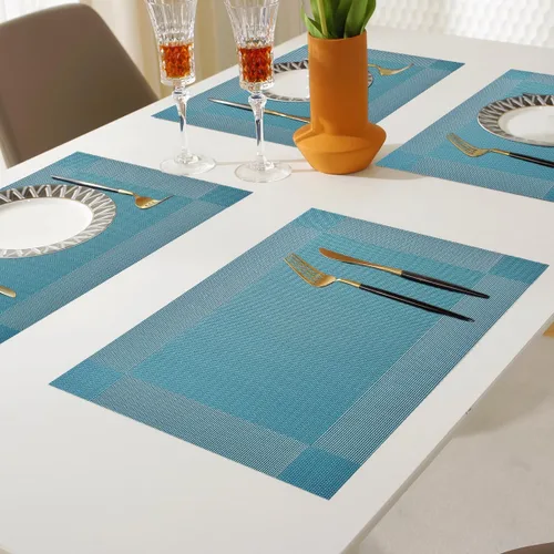 Vista 4 de Manteles individuales de vinilo resistentes al calor, lavables, fáciles de limpiar, manteles individuales de plástico para cocina, mesa de comedor