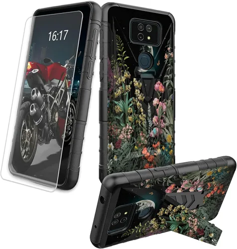 Vista 33 de Funda para AT&T Maestro Max 2021/Cricket Ovation 2 con protector de pantalla de vidrio templado, funda resistente con función atril integrada
