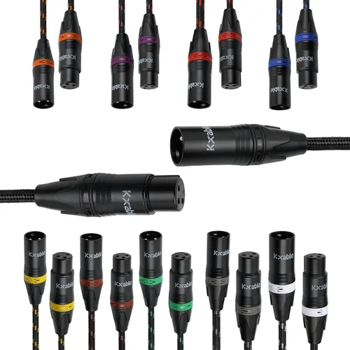 Vista 11 de XLR Cable de micrófono de 2 pies (paquete de 2, multicolor), cable de conexión de micrófono equilibrado de 3 pines macho a hembra, trenzado