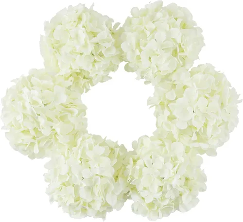 Vista 27 de DuHouse Hortensias artificiales de seda con tallos, hortensias falsas para bricolaje, centro de mesa de boda, decoración del hogar, paquete de 6