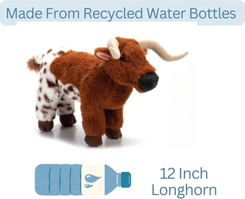 Vista 5 de The Petting Zoo Longhorn - Peluche de animales salvajes, regalos para niños, animales salvajes de Onez, peluche de cuerno largo de 12 pulgadas