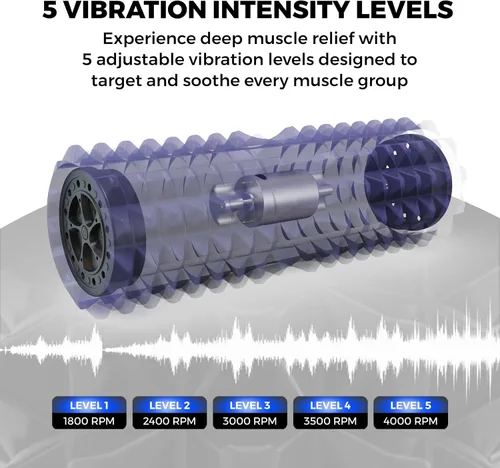 Vista 5 de Rodillo de espuma vibratoria, rodillo ergonómico de punto de activación para fitness, terapia corporal y recuperación muscular, por Nordic Lifting