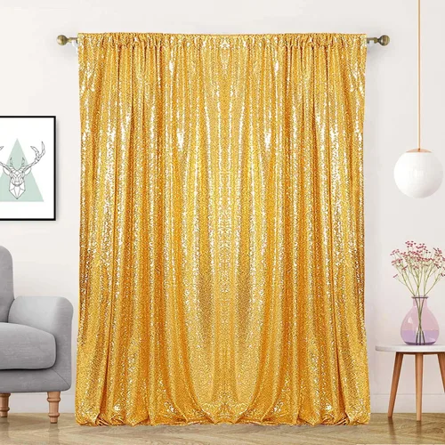 Vista 26 de Cortinas de Fondo de Lentejuelas Negras Cortinas Brillantes con Purpurina 2FTx8FT 2 Paneles para Decoraciones de Bodas Fiestas de Cumpleaños