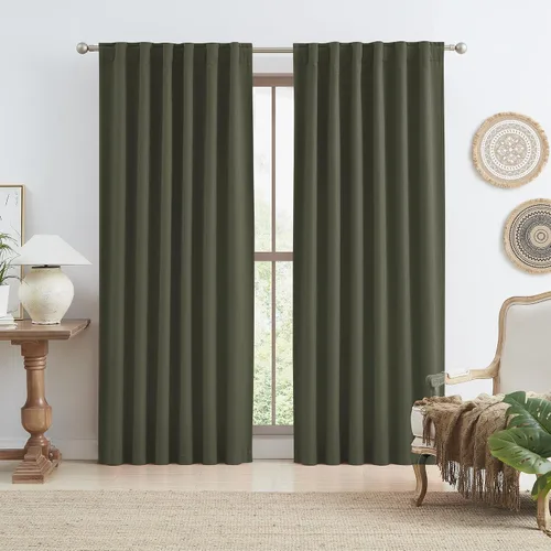 Vista 32 de KEQIAOSUOCAI - Cortinas opacas naturales de 108 pulgadas de largo, cortinas modernas con pestaña trasera, paneles plisados para sistema de cortina