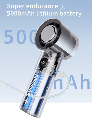 Vista 3 de KALAMAN Ventilador portátil de mano con enfriador de hielo, ventilador personal recargable de 5000 mAh, mini ventilador de bolsillo de 12000 RPM