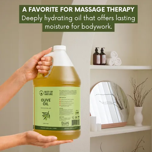Vista 12 de Best of Nature Aceite corporal y masaje de oliva 100% puro, prensado en frío, natural y sin perfume para piel, cabello y baño, 8 onzas líquidas