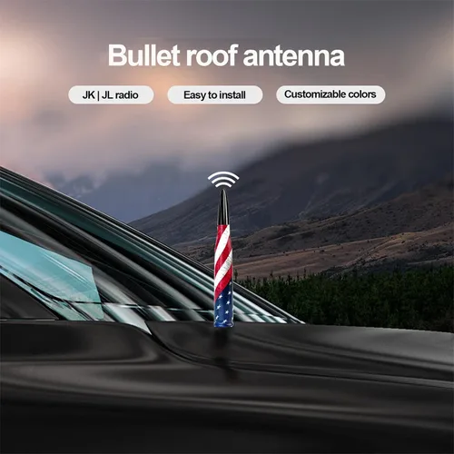Vista 5 de Ajxn 1 PC Antena de Bala para Carro Camión Diseño de Bandera Americana Compatible con F150 F250 F350 Super Chevrolet Duty Raptor Dodge Ram 1500 2500