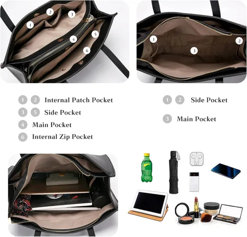 Vista 5 de FANDARE Bolso grande para laptop para mujer, bolso de hombro impermeable de piel sintética para oficina, trabajo, negocios