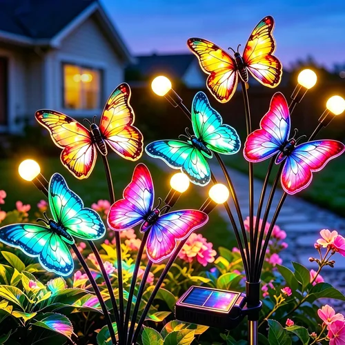 Vista 14 de VOOKRY Luces solares para exteriores, paquete de 4 luces de flores