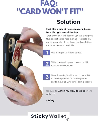 Vista 8 de LIFESTYLE DESIGNS The StickyWallet – Cartera de teléfono adhesivo de elastano premium para cualquier funda – Diseño único de doble bolsillo + correa