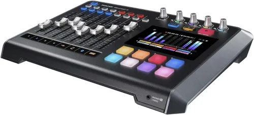 Vista 4 de TASCAM Mezclador de transmisión de podcasts Mixcast 4, grabadora e interfaz de audio USB: cuatro entradas de micrófono XLR/TRS, pantalla táctil