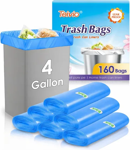 Vista 12 de Bolsas de basura fuertes de 1.2 galones, 220 unidades, bolsas de basura para baño, bolsas de plástico pequeñas para la oficina en casa, cocina, se
