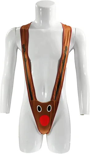 Vista 2 de CHICTRY Ropa interior novedosa de disfraz de reno M para hombre para bromas y bromas de Navidad