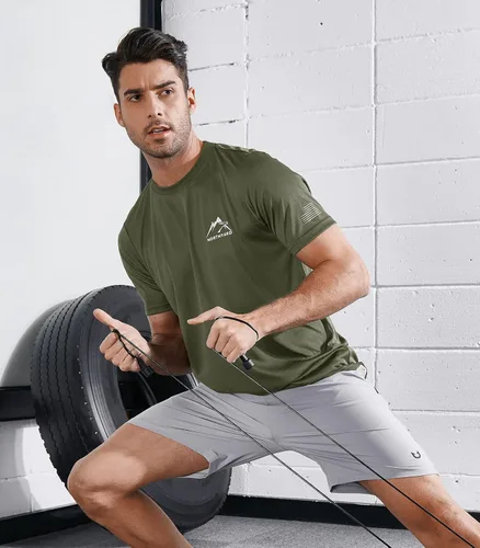 Vista 2 de NORTHYARD Camisetas de entrenamiento para correr para hombre, secado rápido Verde Armada (ArmyGreen)