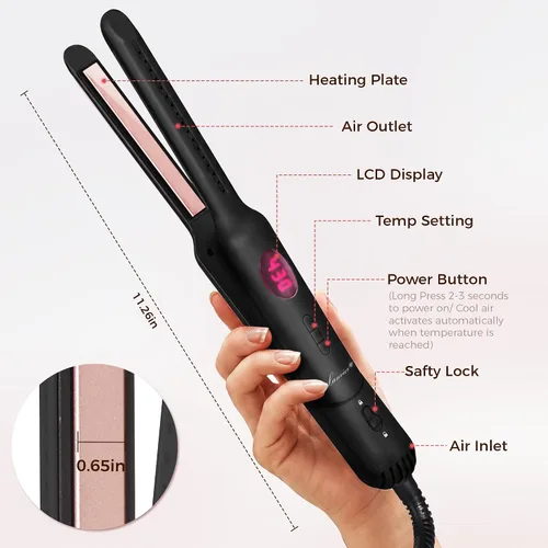 Vista 5 de Lanvier Moldeador de flujo de aire, rizador fresco para cabello corto Pixie Negro