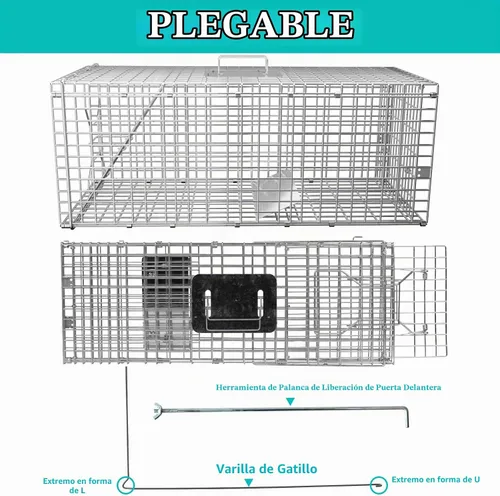 Vista 5 de Trampa para jaula de animales vivos, trampas plegables de mapache de 32 x Plateado