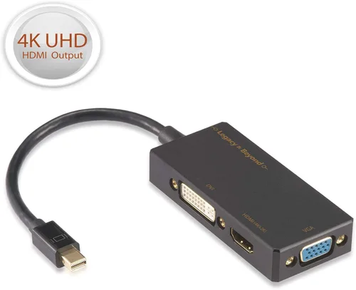 Vista 2 de SIIG Mini DisplayPort a VGA/DVI-D/HDMI 4K 3 en 1 Adaptador Convertidor Thunderbolt 2 Compatible hasta 4Kx2K para MacBook iMac Surface y otros