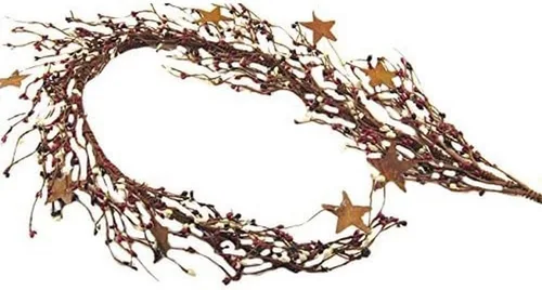 Vista 5 de CWI Pip Berry and Star Garland – 40 pulgadas – Guirnalda artificial para repisa de chimenea, arco, mesa y entrada – Color té envejecido