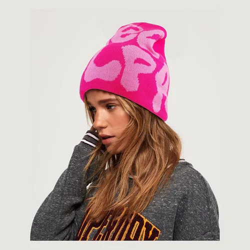 Vista 2 de Graphic Beanie Y2k - Gorro de invierno para mujer, ideal como regalo, color blanco y negro