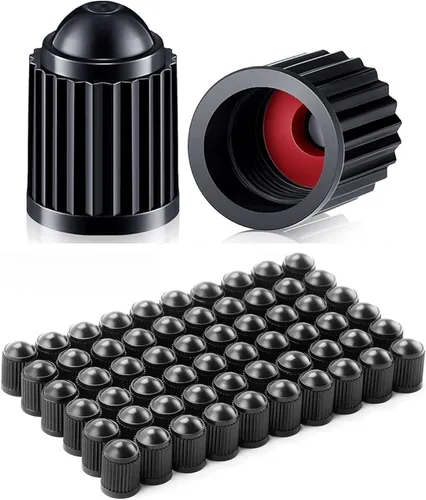 Vista 10 de 50PCS TPMS Tire Valve Long Stem Caps, Black Plastic Valve Caps Universal