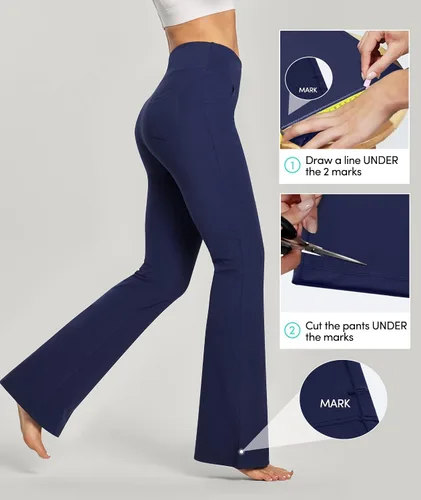 Vista 3 de IUGA - Pantalones de yoga de corte de bota para mujer, pantalón de cintura alta y control de abdomen, con 4 bolsillos, pantalones de entrenamiento