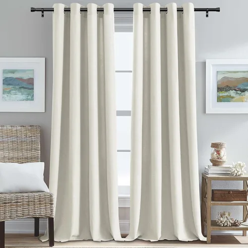 Vista 34 de H.VERSAILTEX Cortinas de cocina texturizadas de lino natural con ojales de 45 pulgadas de largo, lino sintético grueso para oscurecer la habitación