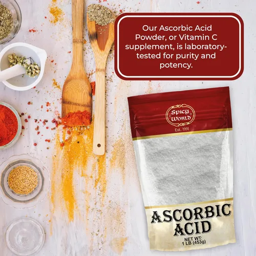 Vista 7 de Spicy World Bolsa a granel de ácido ascórbico de 1 libra, polvo puro de vitamina C, 100% puro, grado alimenticio, se puede utilizar para enlatar