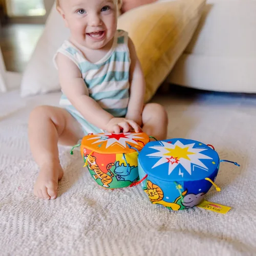 Vista 5 de Melissa & Doug K's Kids Bongo Drums - Instrumento musical suave, multicolor, 1 EA