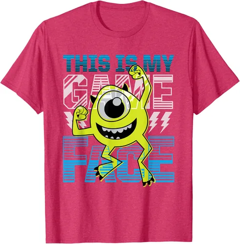 Vista 32 de Disney Pixar Monsters Inc. Mike Wazowski Game Face Camiseta Negro