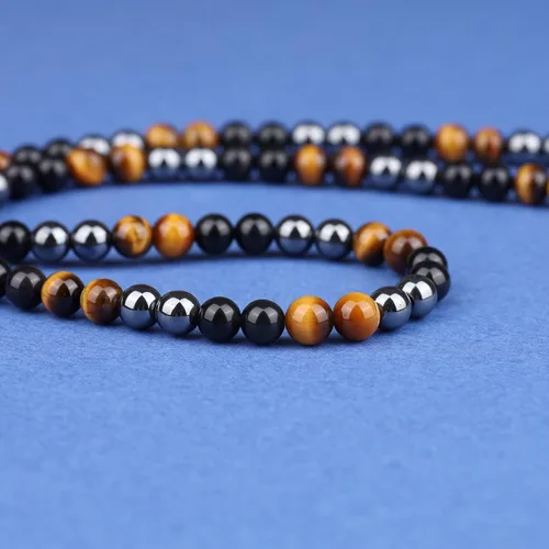 Vista 4 de GAVU Collar de cristal con cuentas de piedras preciosas para hombre