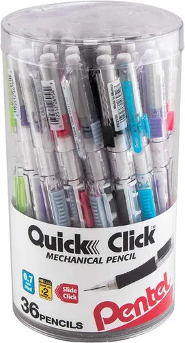 Vista 20 de Lápiz mecánico Pentel QUICK CLICK (0.7mm), cañón rosa, caja de 12 lápices (PD217P)