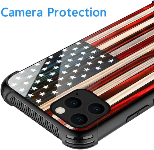Vista 2 de Funda compatible con iPhone 13 Pro, fundas para mujeres y niñas, a prueba de golpes, antiarañazos, bandera estadounidense tradicional de Old Glory
