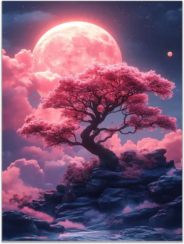 Vista 12 de VOCBAN Tree of Life Canvas Wall Art Tree Decor Painting Artwork for Office Kitchen Bathroom Dining Room Office Home Decor Dormitory(black black 74