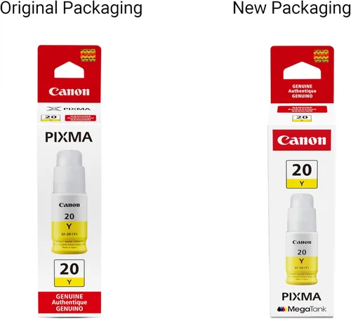 Vista 4 de Canon GI-20 Botella de tinta amarilla genuina, compatible con impresoras Megatank G5020, G6020 y G7020