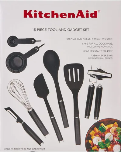 Vista 5 de KitchenAid Juego de herramientas y artilugios clásicos, 15 piezas, negro