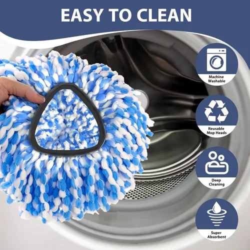 Vista 6 de Nuorest - Juego de repuesto para trapeador giratorio para sistema RinseClean de 2 tanques Includes 2 Microfiber Mop Heads, 1 Adjustable Spin Mop