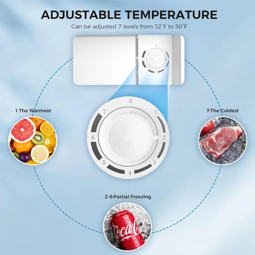 Vista 6 de Antarctic Star Mini refrigerador de 1.6 pies cúbicos con congelador, refrigerador pequeño y compacto con puerta reversible individual, estantes
