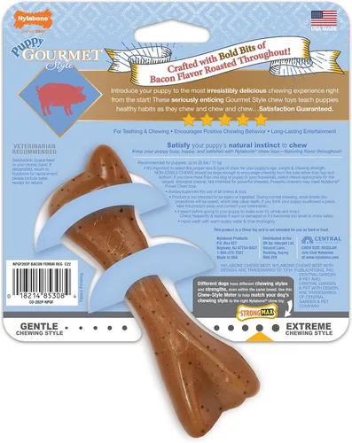 Vista 9 de Nylabone Juguete masticable fuerte de hueso de fémur gourmet para cachorros, juguetes calmantes para la dentición de cachorros, enriquecimiento