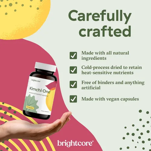 Vista 5 de Brightcore Nutrition - Kimchi One, Cápsulas de Polvo de Kimchi, Suplemento de Probióticos, Enzimas y Antioxidantes, Superalimento Premium