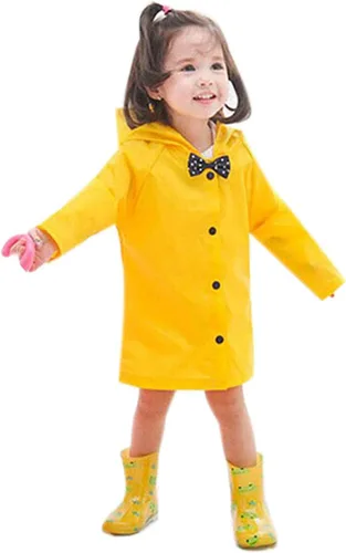 Vista 3 de Chaqueta larga con capucha para niños de 2 a 10 años, con lazo, ligera, con capucha