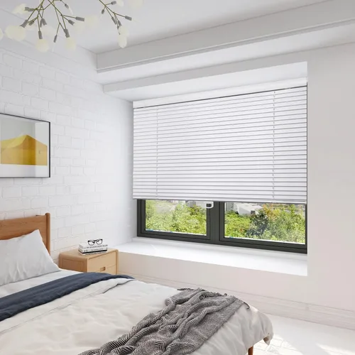 Vista 7 de Persianas venecianas inalámbricas para ventanas, persianas opacas horizontales de aluminio, persianas venecianas para oficina en casa Negro